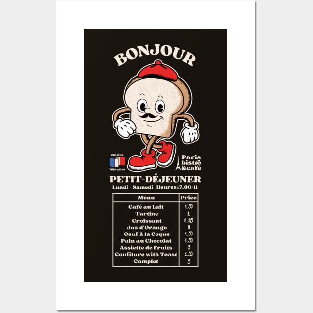 French Toast Paris Café & Bistro Breakfast Menu Wall Art by Johnny Solace™